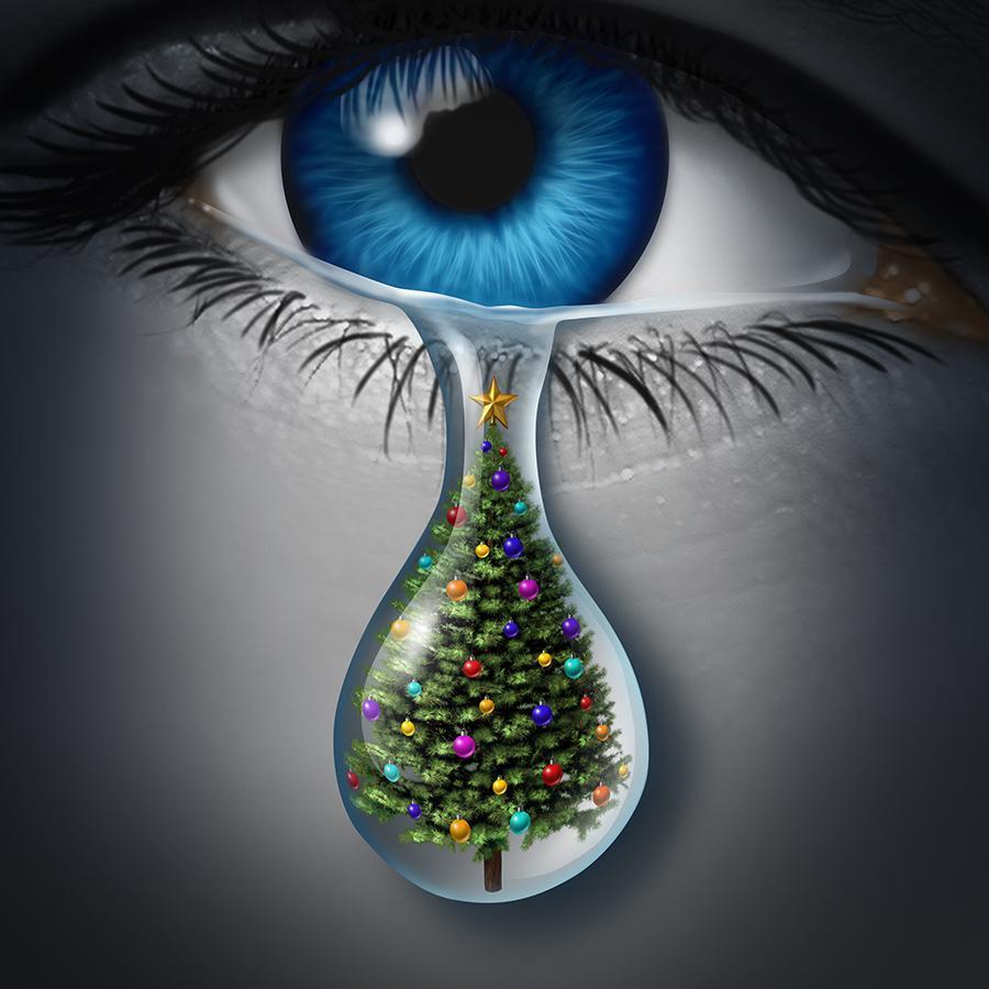 Tear with a Christmas tree inside