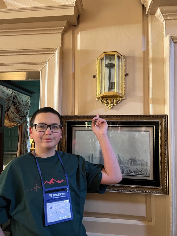 Pointing out Lafayette’s gift to Washington, the key to the Bastille